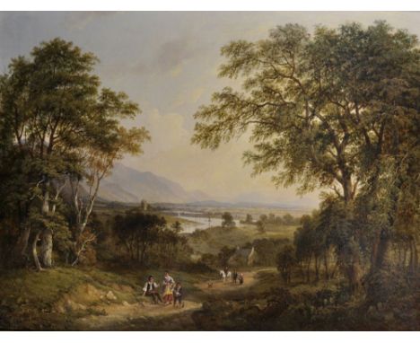 Jane Nasmyth (1778/88-1867) British. "From Stirling Looking to Cumbuckenuth", (Cambuskenneth), an Extensive River Landscape w