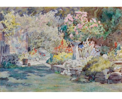 M... A... Bishop (20th Century) British. A Garden Scene, Watercolour, Signed, 9.25" x 13".
