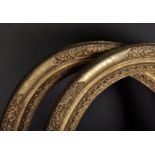 18th Century English School. A Fine Pair of Carved Giltwood Frames, with Lely Panels, Oval, 30" x