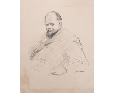 Jean-Louis Forain (1852-1931) French. Study of a Seated Man, Lithograph, Unframed, 15" x 12".