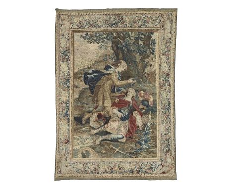An impressive French (Paris) historical tapestry depicting Tancred and ClorindaThird quarter 17th century, probably manufactu