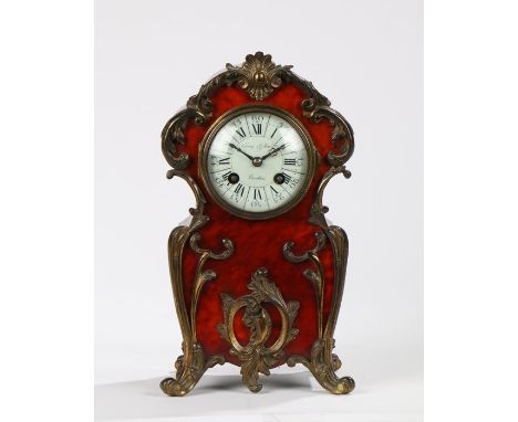 French tortoiseshell bracket clock, retailed by Waring &amp; Gillow Ltd, London, the case with a waisted outline and acanthus