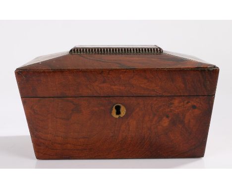 Victorian rosewood tea caddy, the gadrooned tapering lid opening to reveal two interior lidded compartments, 20cm wide