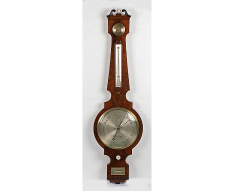 William IV Alexander Aide mahogany wheel barometer, with a dry damp gauge above the mercury thermometer and a signed weather 