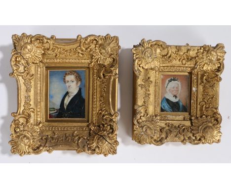 19th Century British school, a portrait miniature of a lady with a white bonnet, housed within a gilt gesso frame, 15cm x 16c