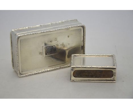 A silver snuff box with chased rims and engine turned decoration, William Base &amp; Sons, Birmingham 1925 to/w a somewhat si