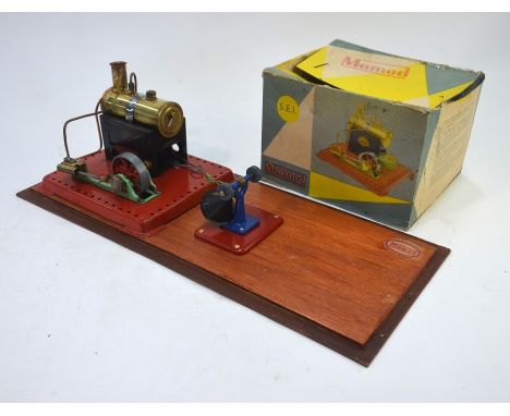 A Mamod SE1 Stationery Steam Engine, mounted on board with Grinding Machine c/w original boxes