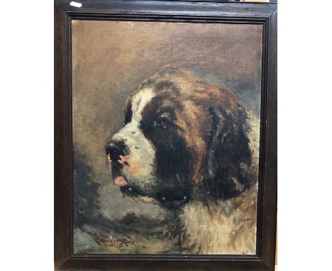 G Stanley Read - Portrait study of a St Bernard dog, oil on board, signed and dated 1953 lower left, 50 x 40 cm