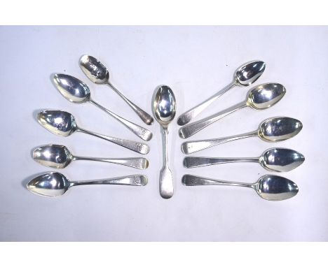 Ten various Georgian silver teaspoons and an Edwardian teaspoon (11), 5.2 oz