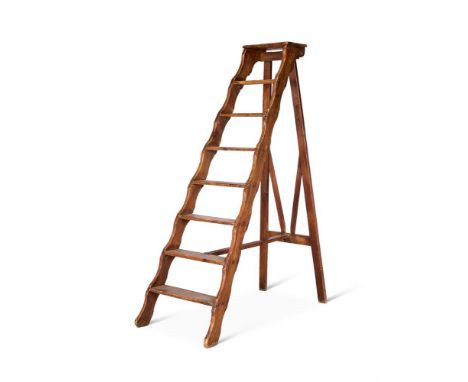 A NORTH-EUROPEAN PINE FOLDING LIBRARY LADDER 19TH CENTURY 173cm high, 58cm wide, 123cm deep          Condition Report:  Struc