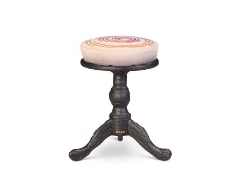 MAARTEN BAAS (DUTCH, B. 1978) 'SMOKE' STOOL; 2013 Charred wood and epoxy resin; with upholstered cushion in fabric designed b