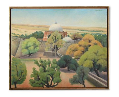 λ TOBIT ROCHE (BRITISH B. 1954) TOMB OF TUGHLAQ SHAH, TUGHLAKABAD, DELHI Oil on canvas  Signed (upper right); further signed,