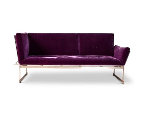 GIOIA MELLER MARCOVICZ (GERMAN, B. 1955) A SOFA; LATE 20TH CENTURY/EARLY 21ST CENTURY Steel frame, with purple velvet cushion