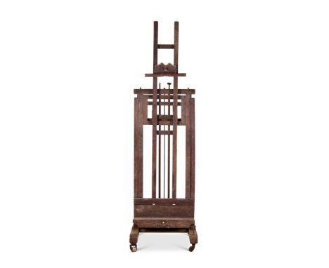 AN OAK ARTIST'S STUDIO EASEL LATE 19TH/EARLY 20TH CENTURY, BY C. ROBERSON & CO, LONDON    Fully adjustable and with large woo