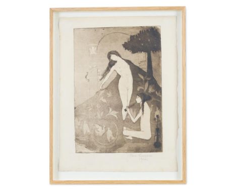 MARIE LAURENCIN (FRENCH 1885-1956) LES JOUEUSES DE FLÛTE (MARCHESSEAU 2) Etching with aquatint, 1904, a fine richly inked imp