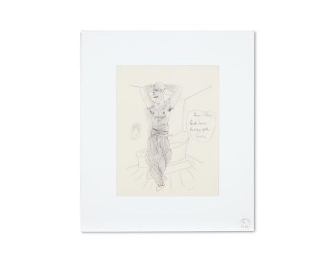 λ  JEAN COCTEAU (FRENCH 1889-1963) BALLET RUSSES: PORTRAIT OF A DANCER (IN SCHEHERAZADE COSTUME) Ink and pencil Inscribed Bar
