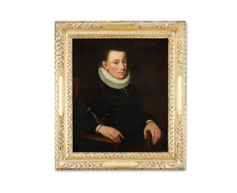FOLLOWER OF GEORGE JAMESONE PORTRAIT OF JAMES, 'THE ADMIRABLE', CRICHTON (1560-82), SEATED HALF LENGTH, IN BLACK COSTUME, HOL
