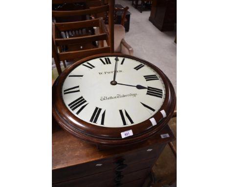 A large Victorian station/school or similar style wall clock , named to enamel dial for W Potter, Wotten Underedge, diameter 