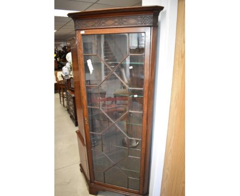 A 19th Century mahogany full height display cabinet having astral glazed foor, on bracket feet, height approx. 194cm