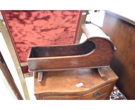 A 19th Century oak dolls or specimen cot, length approx. 45cm