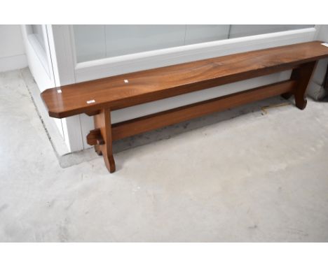 A traditional mahogany school/form bench, length approx. 216cm