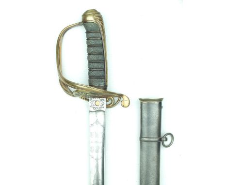 An 1845 Pattern Infantry Officer's sword to the West Yorkshire Regiment, 83cm blade by Wilkinson, serial no. 22513, etched wi