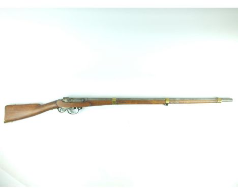 Norwegian under-hammer percussion service rifle or Kammerlader, 35.5inch barrel fitted with a brass fore-sight, full stocked 