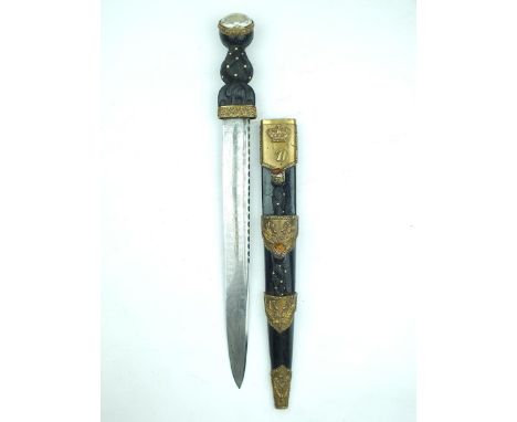 An early Victorian Officer's dirk to the 71st Highland Light Infantry, 35.5cm blade by Meyer & Mortimer of Edinburgh well etc