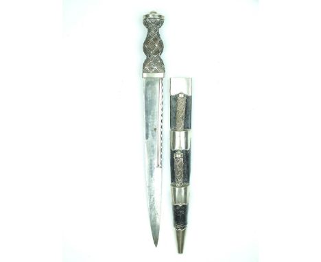 A 19th Century silver plated Scottish dirk by Hodge of Aberdeen and Inverness, 31cm fullered blade with faceted back edge and