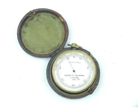 A cased Negretti & Zambra Compensated Pocket Barometer from the estate of Field Marshal Garnet Joseph Wolseley, the glazed br