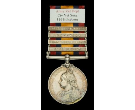 Queen’s South Africa 1899-1902, 4 clasps, Cape Colony, Orange Free State, Transvaal, South Africa 1901 (Civ: Vet: Surg: J. H.