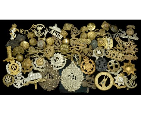 Cap Badges. A selection of military cap badges including 11th Hussars, Royal Engineers, East Kent Regiment, Lincolnshire Regi