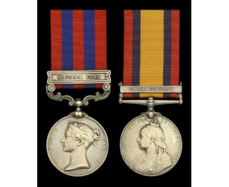 Pair: Private C. Sargent, Suffolk Regiment  India General Service 1854-95, 1 clasp, Hazara 1888 (.... C. Sargent 1st Bn. Suff