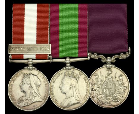 Three: Captain and Quarter-Master Henry Clowes, 2/7th Foot  Canada General Service 1866-70, 1 clasp, Fenian Raid 1866 (911. C