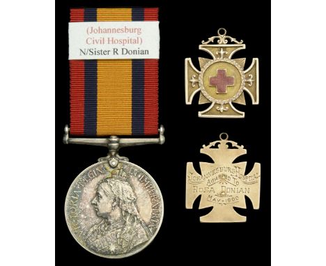 Queen’s South Africa 1899-1902, no clasp (Nursing Sister R. Donian.) officially impressed naming; together with a fine gold a