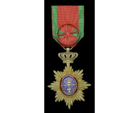 Cambodia, French Colonial, Order of Cambodia, Officer’s breast badge, 74mm including crown suspension x 53mm, silver-gilt and