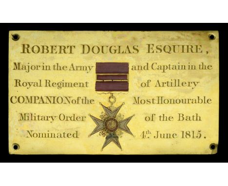 The Most Honourable Order of the Bath, C.B. (Military) Companion’s Chapel Stall Plate, gilded brass with engraved and painted