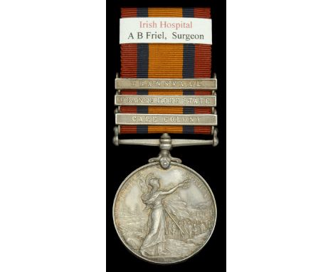 Queen’s South Africa 1899-1902, 3 clasps, Cape Colony, Orange Free State, Transvaal (Surng. A. B. Friel. Irish Hosp:) officia