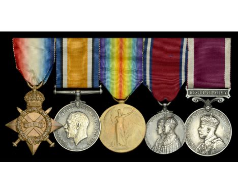 Five: Corporal R. E. Hammond, Suffolk Regiment, later Bedfordshire and Hertfordshire Regiment  1914-15 Star (14070 Pte. R. E.
