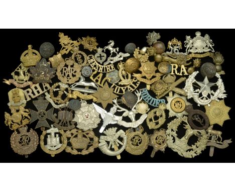 Cap Badges. A selection of military cap badges including Royal Marine Artillery, Coldstream Guards, Irish Guards, Royal Warwi