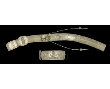 19th Bengal Cavalry (Fane’s Horse ) Officer’s Silver Flapped Pouch and Shoulder Belt. A fine example, the pouch with engraved