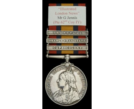Queen’s South Africa 1899-1902, 3 clasps, Cape Colony, Orange Free State, Transvaal (Mr. G. Jennis. “Illustrated London News.