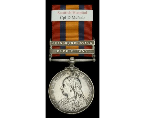 Queen’s South Africa 1899-1902, 2 clasps, Cape Colony, Orange Free State (Cpl. D. McNab, Scottish Hos:) officially impressed 