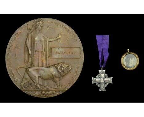 The Great War Memorial Plaque awarded to Trooper L. Cartier, 11th Canadian Mounted Rifles  Memorial Plaque (Lewis Cartier) in