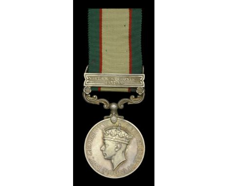 India General Service 1936-39, 1 clasp, North West Frontier 1937-39 (5825912 Pte. E. Baker. Suff. R.) good very fine £80-£120