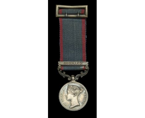 Miniature Medal: Sutlej 1845-46, reverse exergue blank, 1 engraved clasp, Sobraon, with contemporary Hunt & Roskell top silve