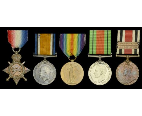 Five: Corporal H. E. Barker, Royal Lancaster Regiment  1914-15 Star (T4-1160 Cpl. H. E. Barker. R. Lanc: R.); British War and