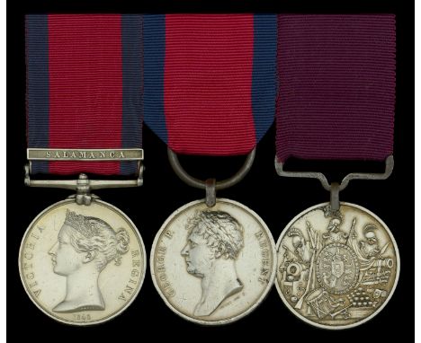 Three: Private C. Dobbings, 11th Light Dragoons  Military General Service 1793-1814, 1 clasp, Salamanca (Charles Dobbings, 11