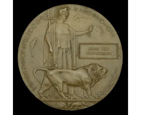 Memorial Plaque (John Leo Richardson) very fine £50-£70  ---  John Leo Richardson was born in Glen Neavise, Ontario, Canada i