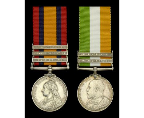 Pair: Private S. Collins, Suffolk Regiment  Queen’s South Africa 1899-1902, 3 clasps, Cape Colony, Orange Free State, Transva